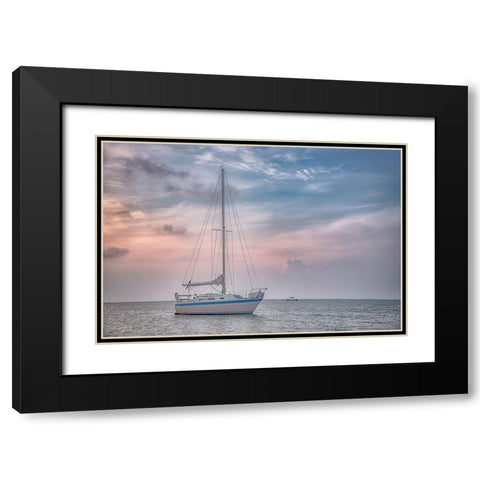 Blue Point Sunrise Black Modern Wood Framed Art Print with Double Matting by DeLuca, Pat