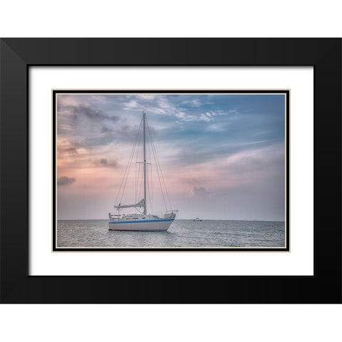 Blue Point Sunrise Black Modern Wood Framed Art Print with Double Matting by DeLuca, Pat