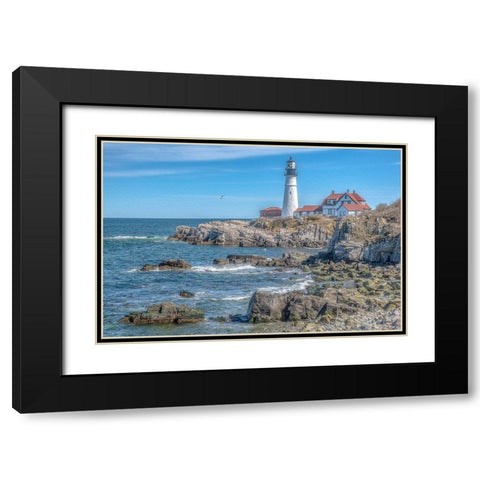 Portland Head LightHouse Black Modern Wood Framed Art Print with Double Matting by DeLuca, Pat