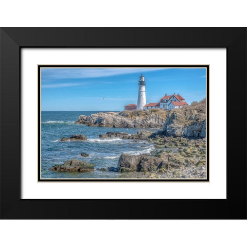 Portland Head LightHouse Black Modern Wood Framed Art Print with Double Matting by DeLuca, Pat