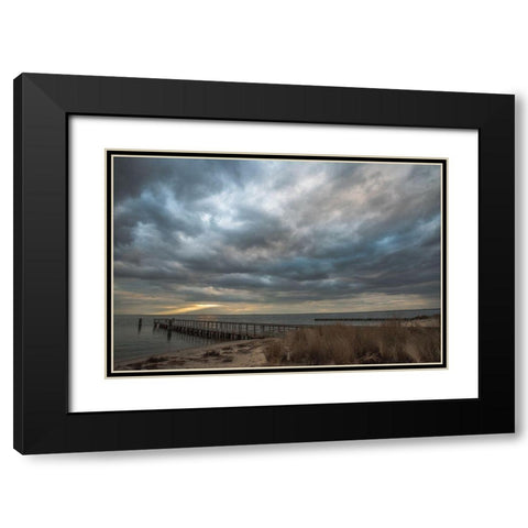 East Islip Sunset 2 Black Modern Wood Framed Art Print with Double Matting by DeLuca, Pat