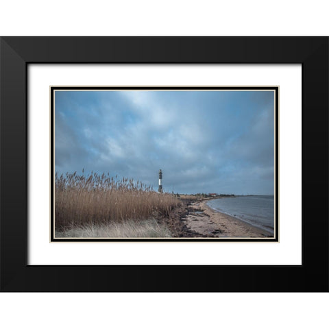 Fire Island Lighthouse Black Modern Wood Framed Art Print with Double Matting by DeLuca, Pat