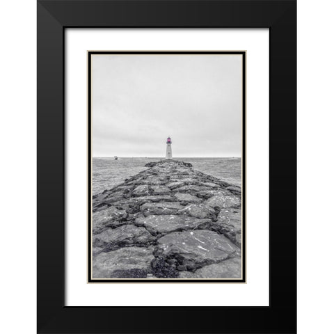 Patchogue Lighthouse Black Modern Wood Framed Art Print with Double Matting by DeLuca, Pat