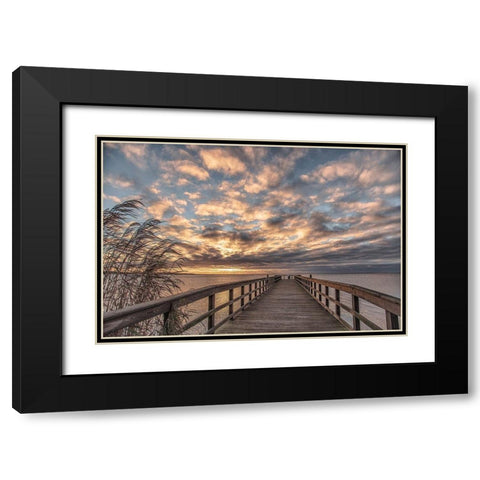 East Islip Sunrise Black Modern Wood Framed Art Print with Double Matting by DeLuca, Pat