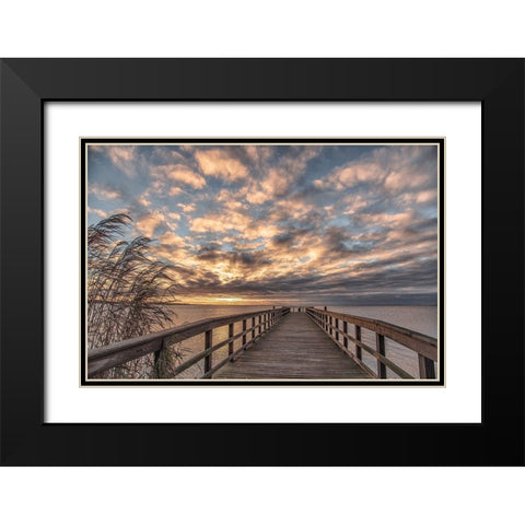 East Islip Sunrise Black Modern Wood Framed Art Print with Double Matting by DeLuca, Pat