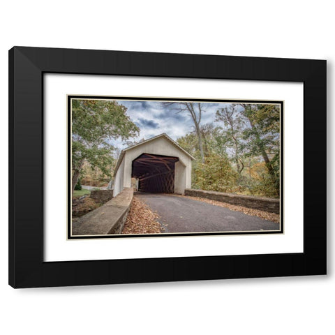 Covered Bridge Black Modern Wood Framed Art Print with Double Matting by DeLuca, Pat