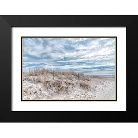 Lighthouse Beach Black Modern Wood Framed Art Print with Double Matting by DeLuca, Pat