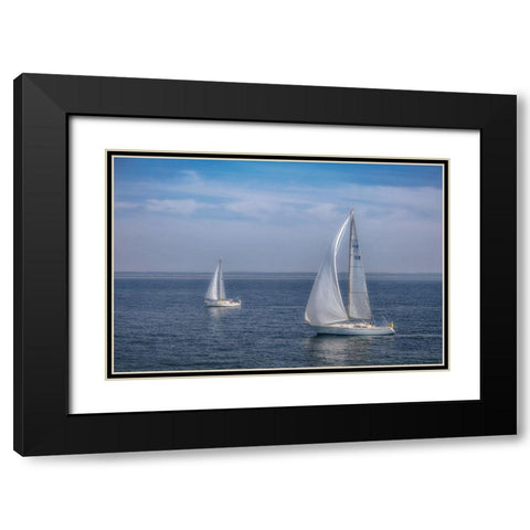 Sail Boats Black Modern Wood Framed Art Print with Double Matting by DeLuca, Pat