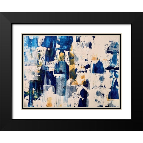Bold In Blue Black Modern Wood Framed Art Print with Double Matting by Spina, Phyllis