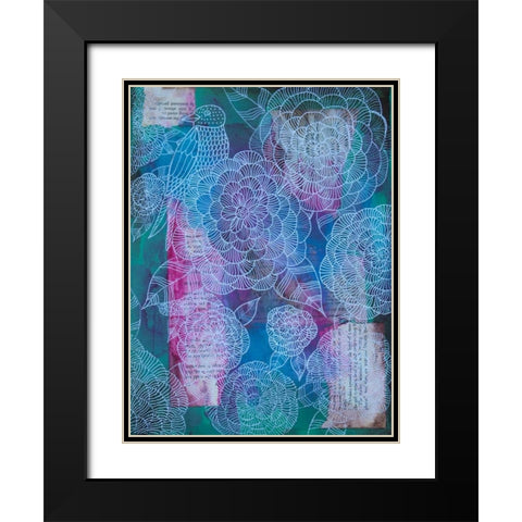 Bird And Hydrangea Black Modern Wood Framed Art Print with Double Matting by Varacek, Pam