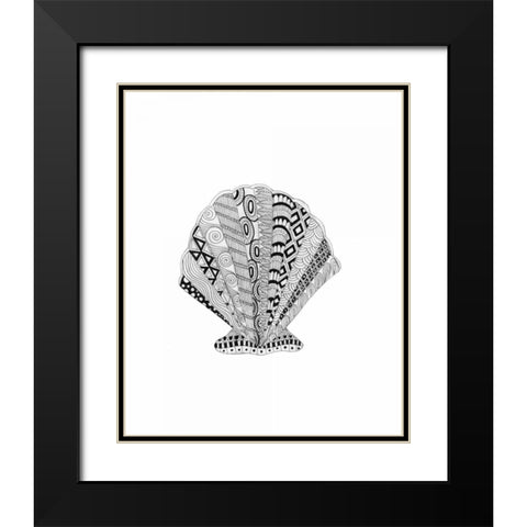 BW Decorated Scallop Black Modern Wood Framed Art Print with Double Matting by Varacek, Pam