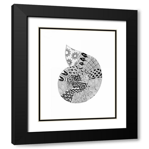 BW Decorated Nautilus Black Modern Wood Framed Art Print with Double Matting by Varacek, Pam