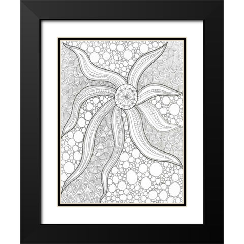 Coastal Starfish Black Modern Wood Framed Art Print with Double Matting by Varacek, Pam