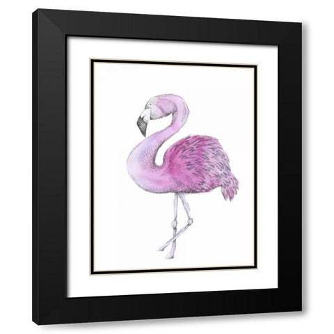 Flamingo Black Modern Wood Framed Art Print with Double Matting by Varacek, Pam