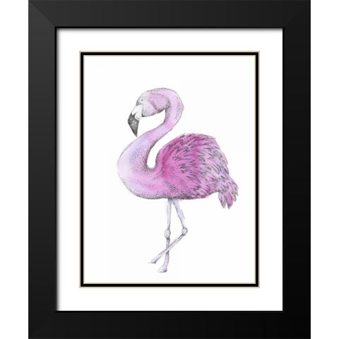 Flamingo Black Modern Wood Framed Art Print with Double Matting by Varacek, Pam
