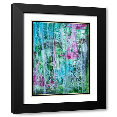Teal Bubbles Black Modern Wood Framed Art Print with Double Matting by Varacek, Pam