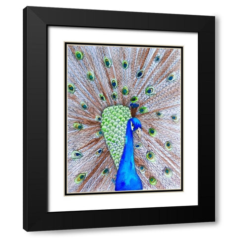 Peacock King Black Modern Wood Framed Art Print with Double Matting by Varacek, Pam