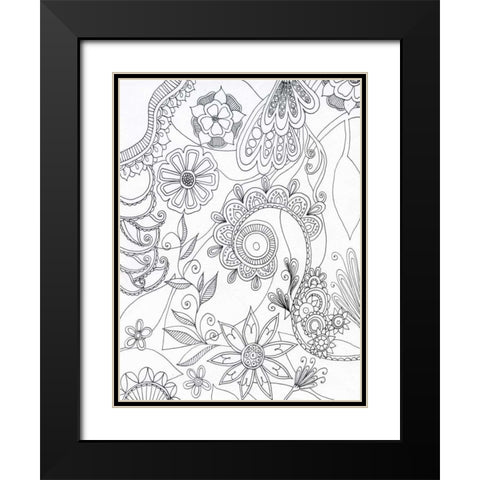 String Jungle Black Modern Wood Framed Art Print with Double Matting by Varacek, Pam
