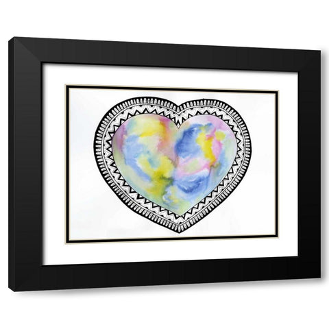 Tribal Heart Black Modern Wood Framed Art Print with Double Matting by Varacek, Pam