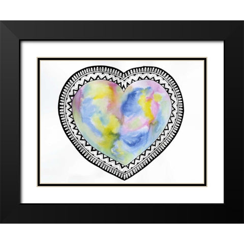 Tribal Heart Black Modern Wood Framed Art Print with Double Matting by Varacek, Pam