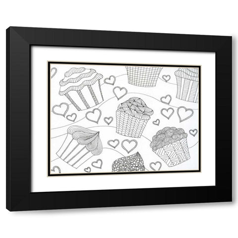Cupcake Love Black Modern Wood Framed Art Print with Double Matting by Varacek, Pam