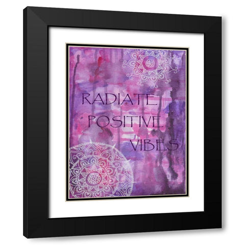 Purple Radiate Positive Vibes Black Modern Wood Framed Art Print with Double Matting by Varacek, Pam
