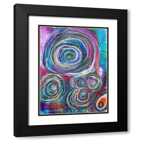 Circular Abstraction Black Modern Wood Framed Art Print with Double Matting by Varacek, Pam