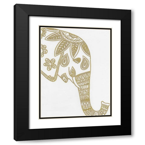 Elephant Gold 3 Black Modern Wood Framed Art Print with Double Matting by Varacek, Pam