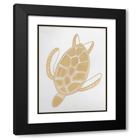 Golden Sea Turtle Black Modern Wood Framed Art Print with Double Matting by Varacek, Pam