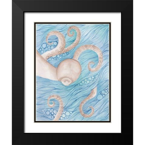 Sea Of Octopus Black Modern Wood Framed Art Print with Double Matting by Varacek, Pam