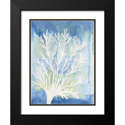 Blue Coral Black Modern Wood Framed Art Print with Double Matting by Varacek, Pam