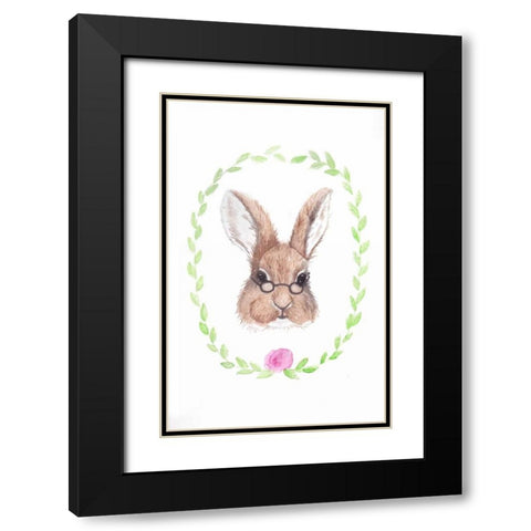 Bespectacled Bunny Black Modern Wood Framed Art Print with Double Matting by Varacek, Pam