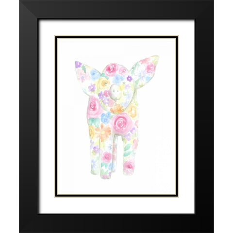 Floral Piggy Black Modern Wood Framed Art Print with Double Matting by Varacek, Pam
