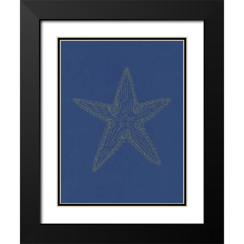 Glowing Indigo Starfish Black Modern Wood Framed Art Print with Double Matting by Varacek, Pam