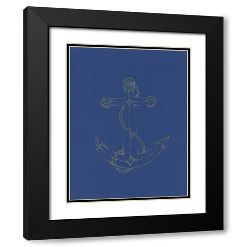 Glowing Indigo Anchor Black Modern Wood Framed Art Print with Double Matting by Varacek, Pam