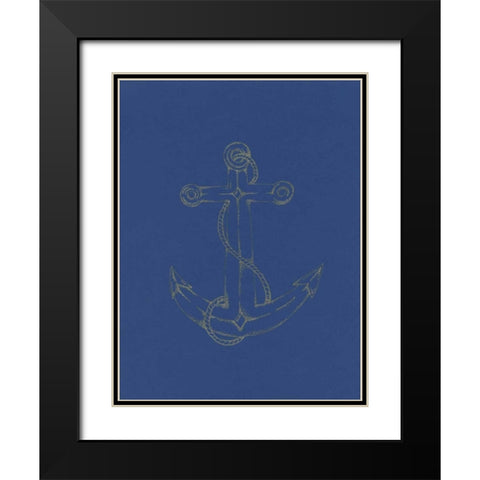 Glowing Indigo Anchor Black Modern Wood Framed Art Print with Double Matting by Varacek, Pam