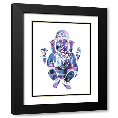 Buddha Elephant Black Modern Wood Framed Art Print with Double Matting by Varacek, Pam