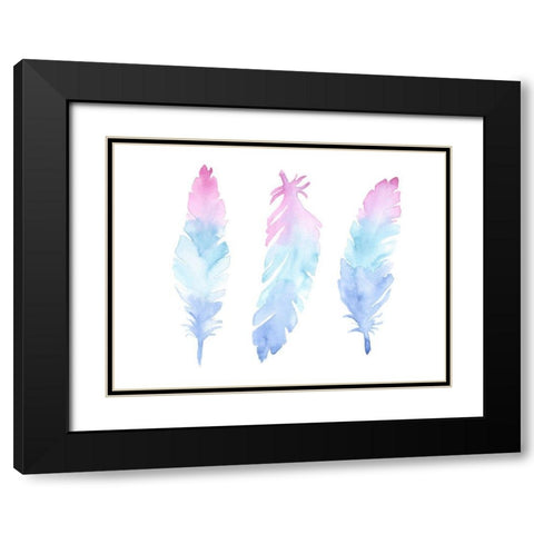 Vibrant Feathers Black Modern Wood Framed Art Print with Double Matting by Varacek, Pam