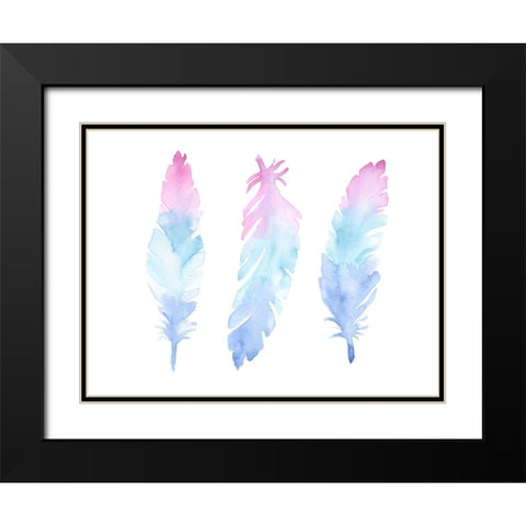 Vibrant Feathers Black Modern Wood Framed Art Print with Double Matting by Varacek, Pam