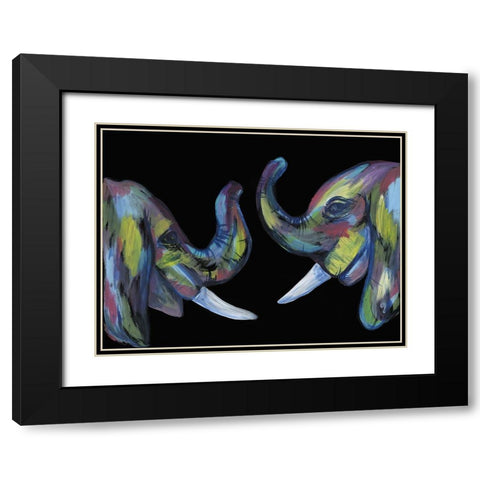 Colorful Elephants 1 Black Modern Wood Framed Art Print with Double Matting by Varacek, Pam