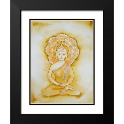 Natural Buddha Black Modern Wood Framed Art Print with Double Matting by Varacek, Pam