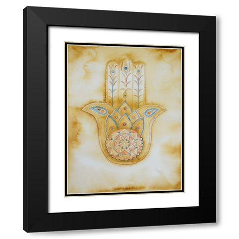 Natural Hamsa Black Modern Wood Framed Art Print with Double Matting by Varacek, Pam