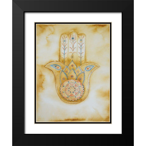 Natural Hamsa Black Modern Wood Framed Art Print with Double Matting by Varacek, Pam