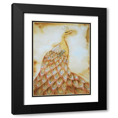 Natural Peacock Black Modern Wood Framed Art Print with Double Matting by Varacek, Pam