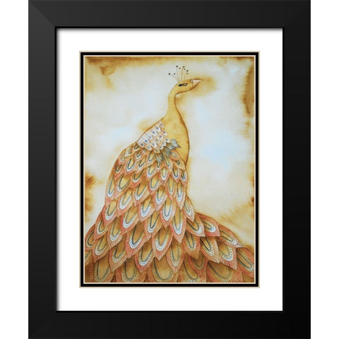 Natural Peacock Black Modern Wood Framed Art Print with Double Matting by Varacek, Pam