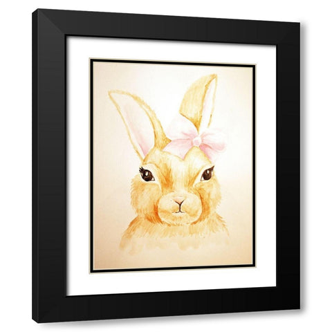 Cute Bunny Black Modern Wood Framed Art Print with Double Matting by Varacek, Pam