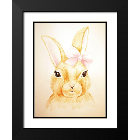 Cute Bunny Black Modern Wood Framed Art Print with Double Matting by Varacek, Pam