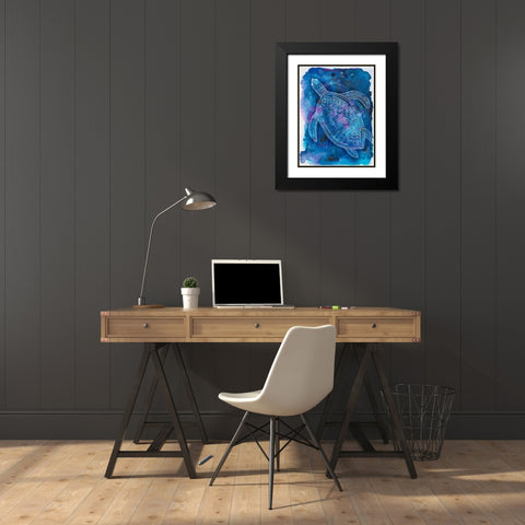 Vibrant Turtle 2 Black Modern Wood Framed Art Print with Double Matting by Varacek, Pam