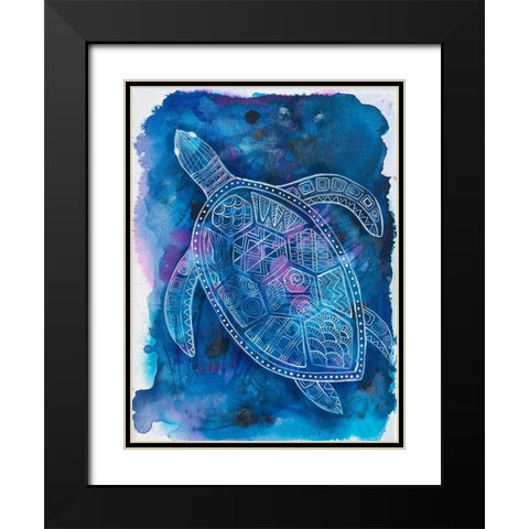 Vibrant Turtle 2 Black Modern Wood Framed Art Print with Double Matting by Varacek, Pam