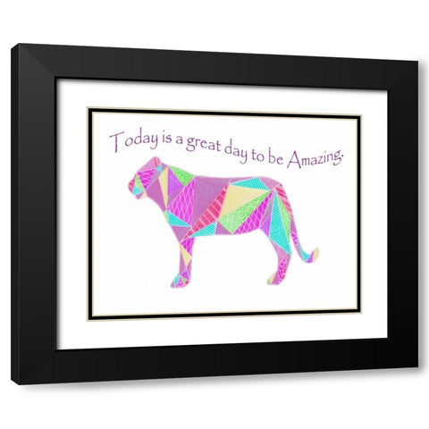 Colorpoly Lion Black Modern Wood Framed Art Print with Double Matting by Varacek, Pam